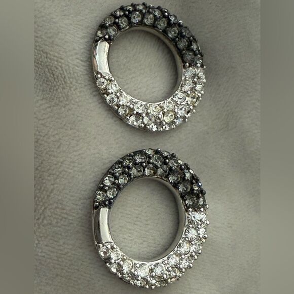Nolan Miller Vintage Ombré Rhinestone Circle Earrings – Signed Designer Glam - Picture 13 of 17